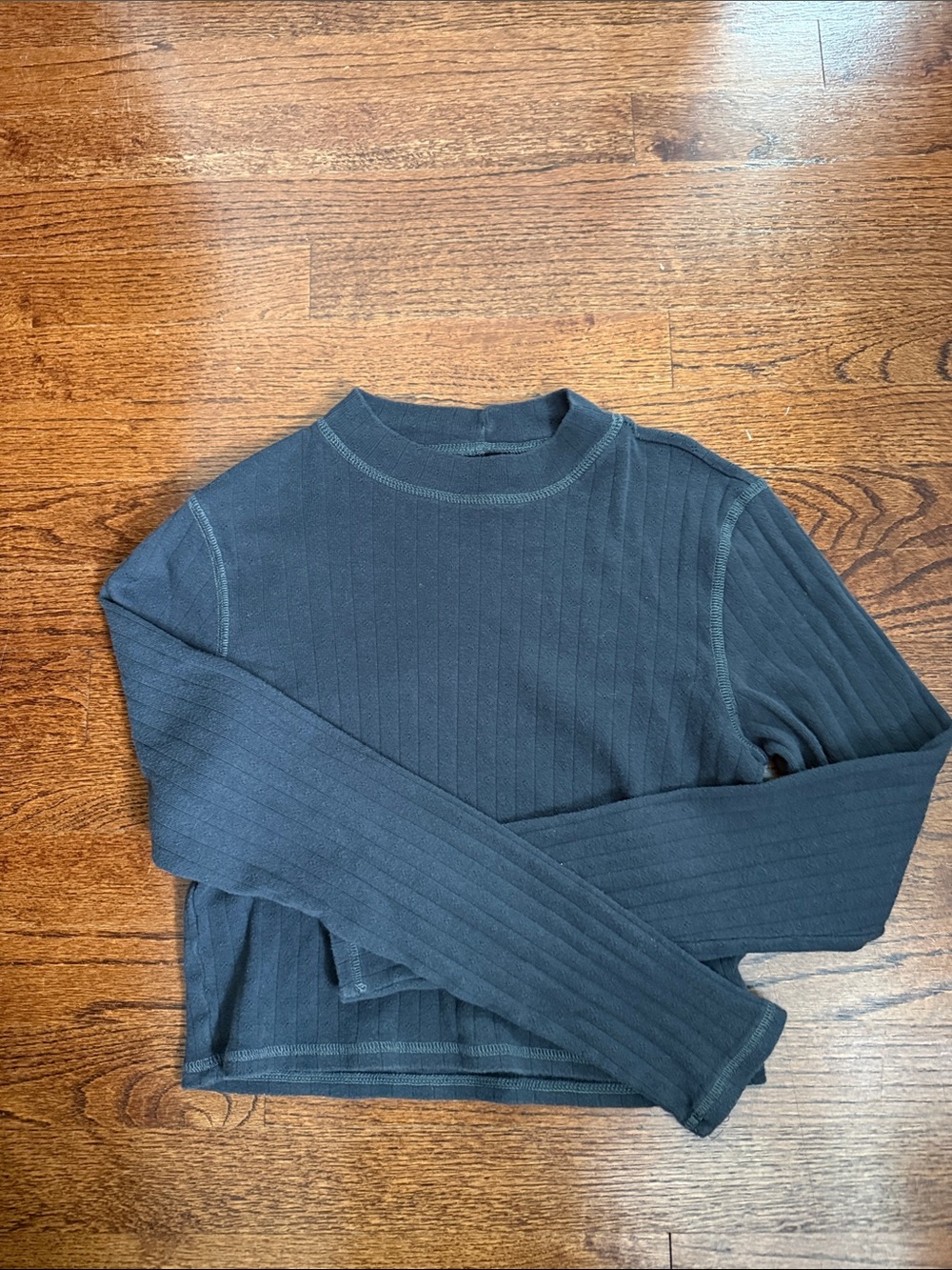 American Eagle Black Ribbed Long Sleeve Tee